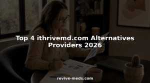 Telehealth clinician reviewing treatment documents at desk