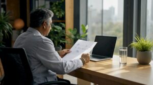 Researcher reviewing FDA peptide approval documents