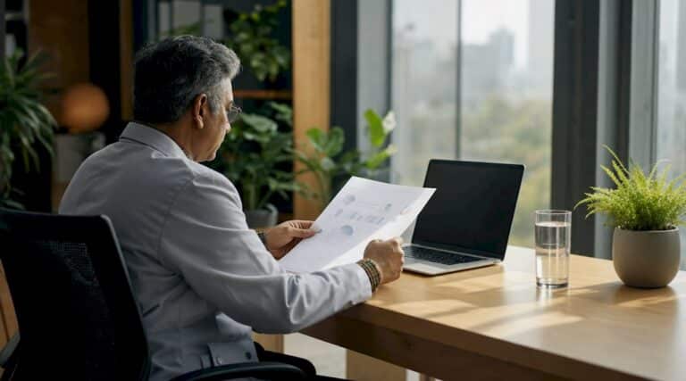 Researcher reviewing FDA peptide approval documents