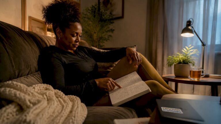 Woman considering weight loss challenges at home