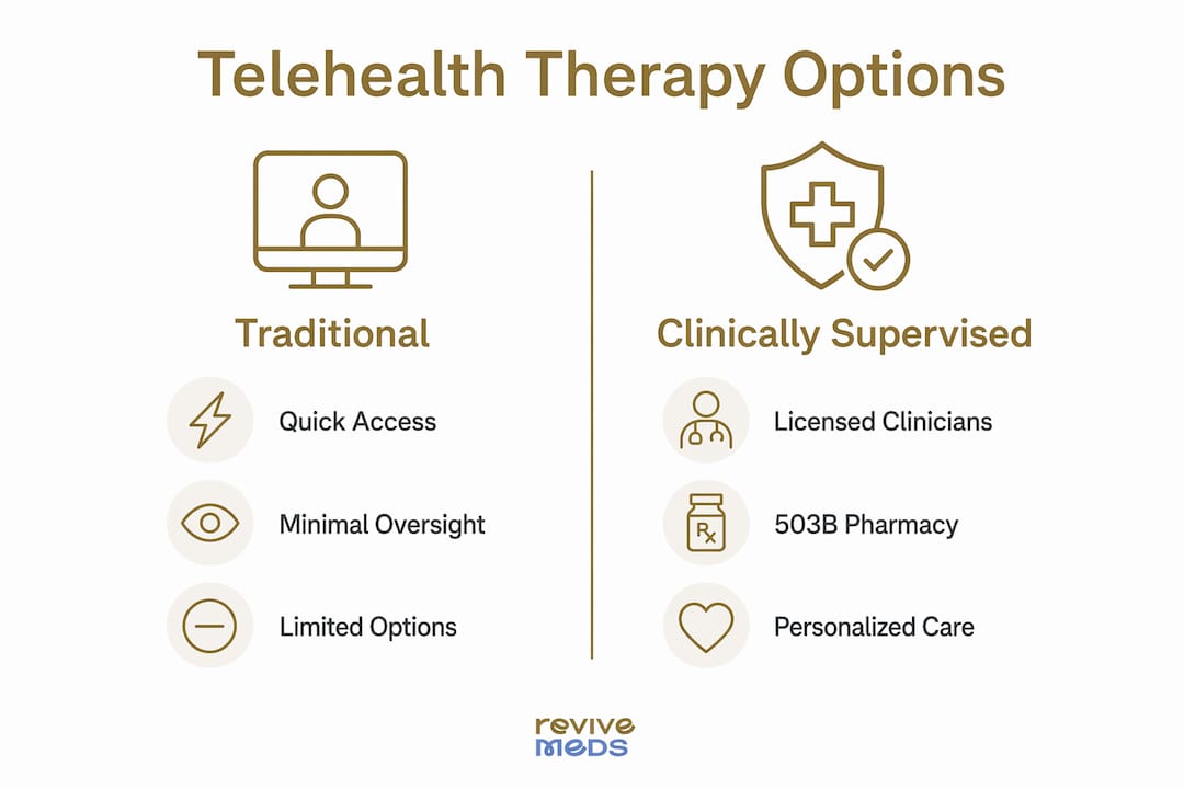 Infographic comparing telehealth therapy types