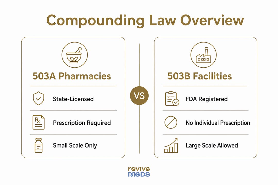 Infographic comparing 503A and 503B pharmacy regulations
