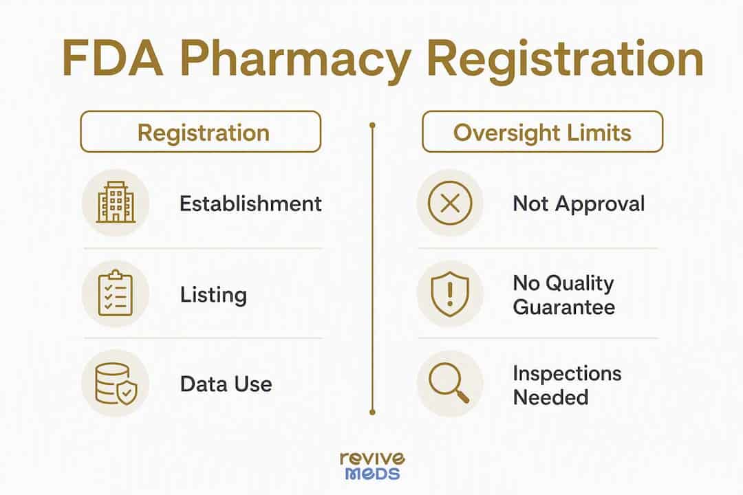 Infographic comparing FDA registration and oversight limits