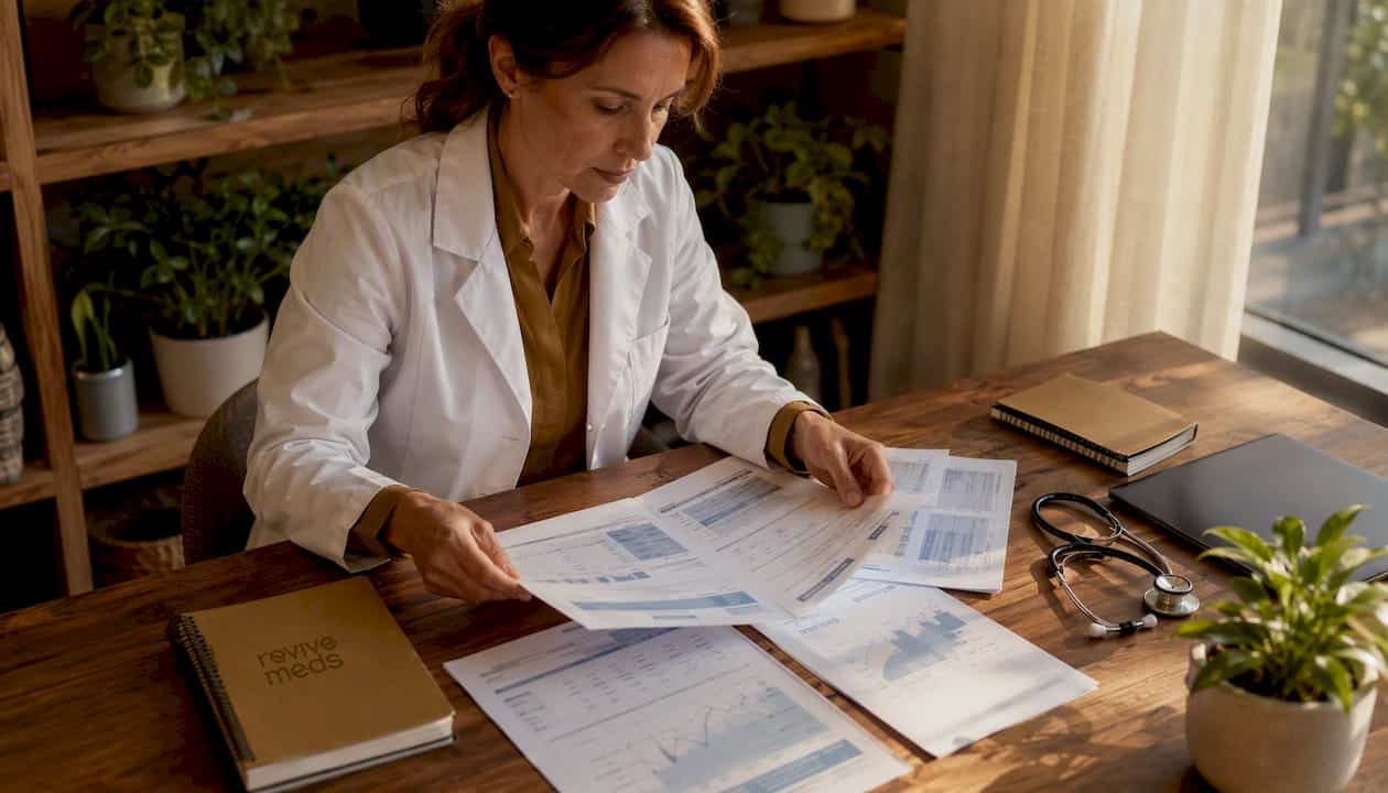 Doctor reviewing GLP-1 medical documents